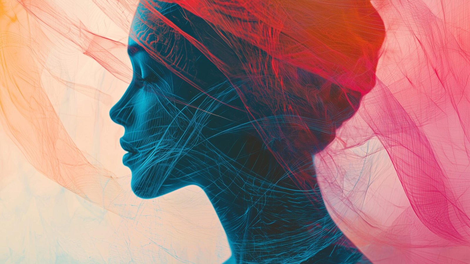 An abstract representation of a human silhouette intertwined with dynamic lines and geometric shapes, symbolizing the merging of identity and brand, with the silhouette gradually dissolving into the brand&rsquo;s color palette, all set against a minimalist, textured background, captured with a Sony A7S III, shallow depth of field, with a high-contrast, monochromatic color scheme punctuated by bold, vibrant accents