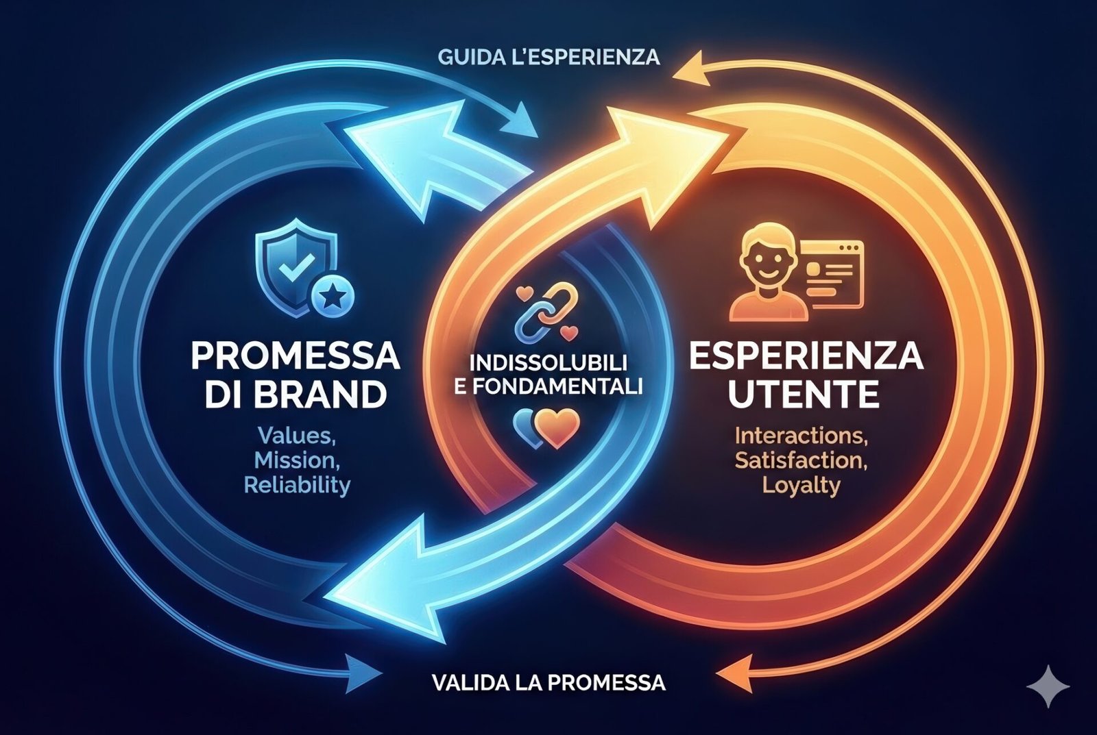 Promessa di brand ed Esperienza utente Schema che collega promessa di brand e esperienza utente nei touchpoint